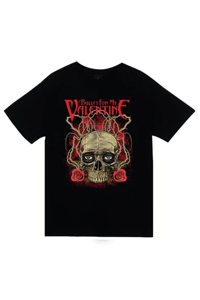 fame-stoned  Bullet For My Valentine Baskılı Unisex %100 Pamuk Siyah T-shirt