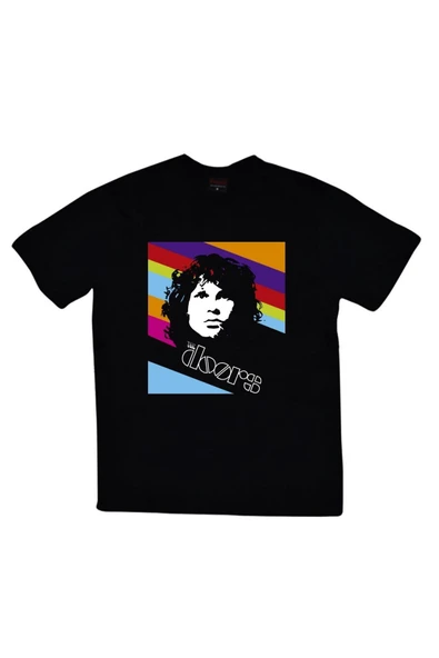 fame-stoned  The Doors Baskılı Unisex %100 Pamuk Siyah T-shirt ürün görseli