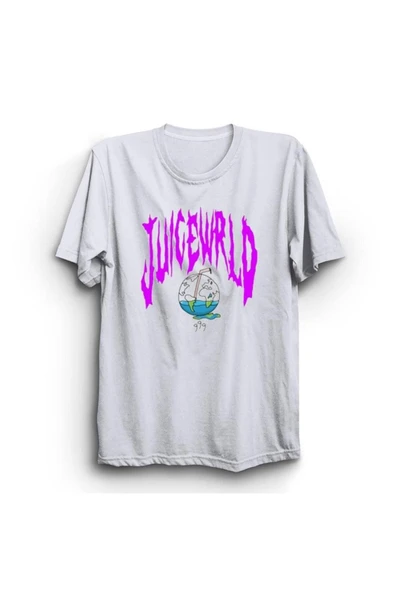 fame-stoned  Beyaz Juice Wrld Hiphop Rap Baskılı Tshirt