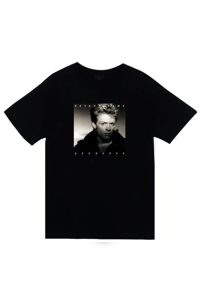 fame-stoned  Bryan Adams Baskılı Unisex %100 Pamuk Siyah T-shirt