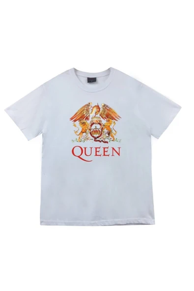 fame-stoned  Queen Baskılı Unisex %100 Pamuk Beyaz T-shirt