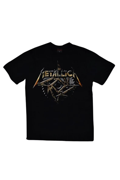 fame-stoned  Metallica Baskılı Unisex %100 Pamuk Siyah T-shirt ürün görseli 1