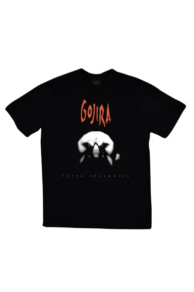 fame-stoned  Gojira Baskılı Unisex %100 Pamuk Siyah T-shirt ürün görseli 1