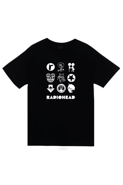 fame-stoned  Radiohead Baskılı Unisex %100 Pamuk Siyah T-shirt