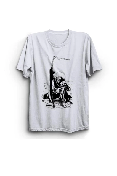 fame-stoned  Bleach Anime Baskılı Unisex %100 Pamuk Beyaz T-shirt ürün görseli