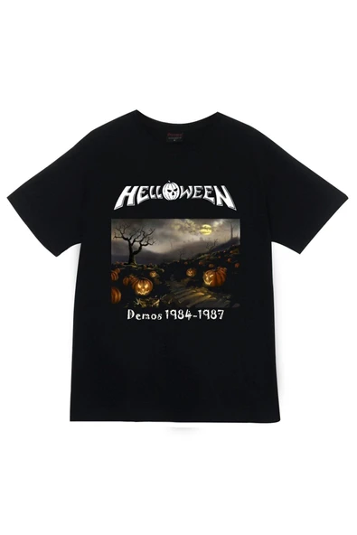 fame-stoned Helloween Baskılı Unisex %100 Pamuk Siyah T-shirt ürün görseli