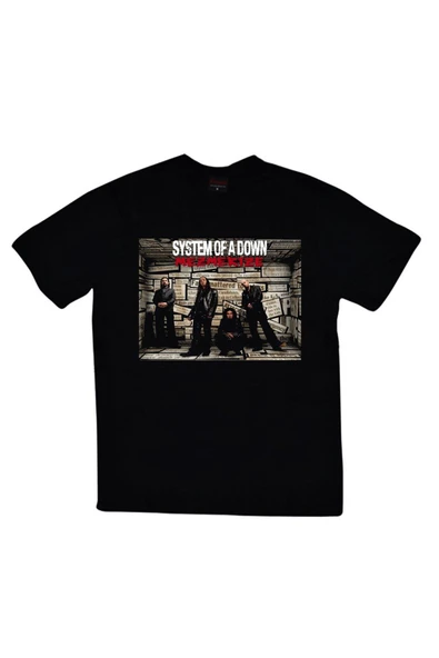 fame-stoned System Of A Down Unisex Baskılı Siyah %100 Pamuk T-shirt ürün görseli