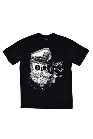 fame-stoned  Bring Me The Horizon Baskılı Unisex %100 Pamuk Siyah T-shirt ürün görseli 1