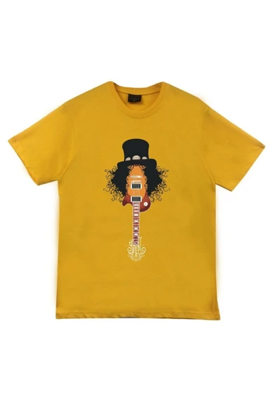 fame-stoned  Guns N Roses Baskılı Unisex %100 Pamuk Sarı T-shirt ürün görseli