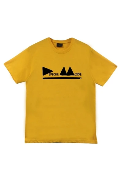 fame-stoned  Depeche Mode Baskılı Unisex %100 Pamuk Sarı T-shirt ürün görseli