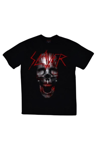 fame-stoned  Slayer Baskılı Unisex %100 Pamuk Siyah T-shirt ürün görseli