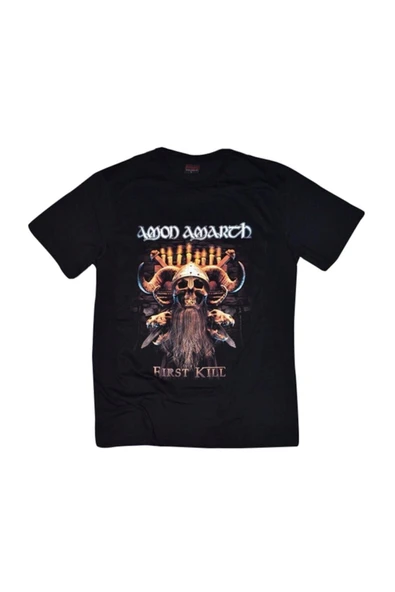 fame-stoned  Amon Amarth Baskılı Unisex %100 Pamuk Siyah T-shirt ürün görseli