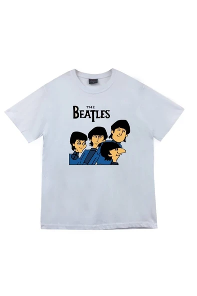 fame-stoned The Beatles Baskılı Unisex %100 Pamuk Beyaz T-shirt ürün görseli