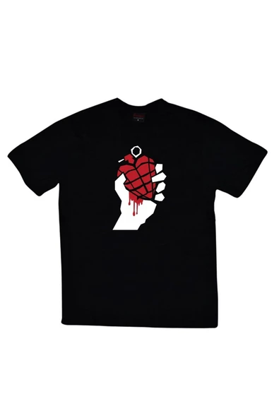 fame-stoned  Green Day Baskılı Unisex %100 Pamuk Siyah T-shirt