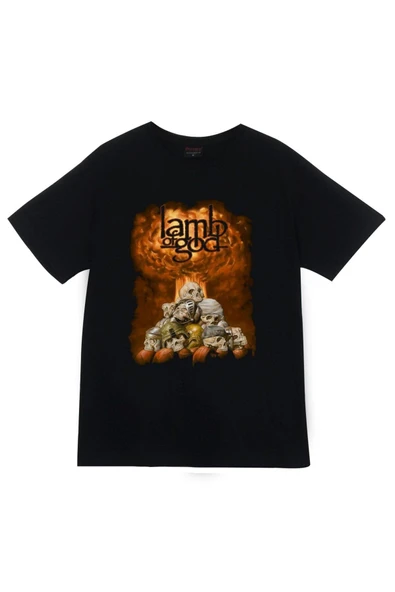 fame-stoned Lamb Of God Baskılı Unisex %100 Pamuk Siyah T-shirt ürün görseli