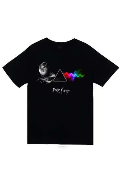 fame-stoned  Pink Floyd Baskılı Unisex %100 Pamuk Siyah T-shirt