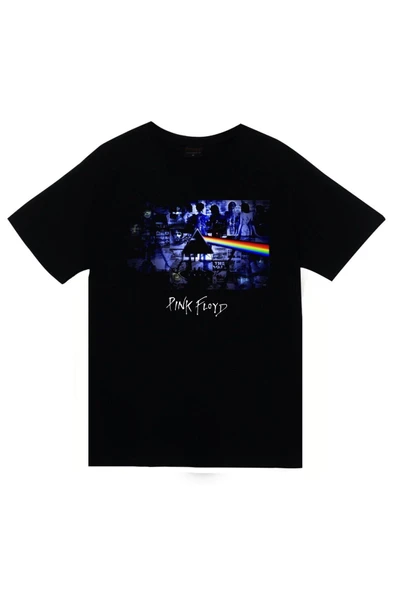 fame-stoned Pink Floyd Baskılı Unisex %100 Pamuk Siyah T-shirt ürün görseli