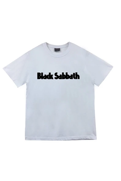 fame-stoned  Black Sabbath Baskılı Unisex %100 Pamuk Beyaz T-shirt ürün görseli