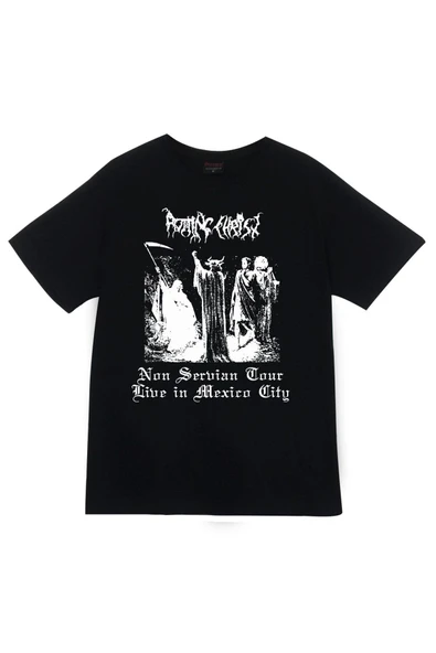 fame-stoned Rotting Christ Baskılı Unisex %100 Pamuk Siyah T-shirt ürün görseli