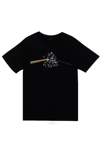 fame-stoned  Pink Floyd Baskılı Unisex %100 Pamuk Siyah T-shirt