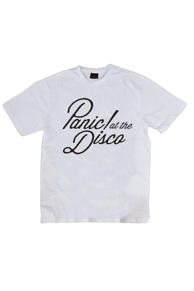 fame-stoned  Panic At The Disco Baskılı Unisex %100 Pamuk Beyaz T-shirt