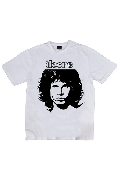 fame-stoned  The Doors Baskılı Unisex %100 Pamuk Beyaz T-shirt ürün görseli