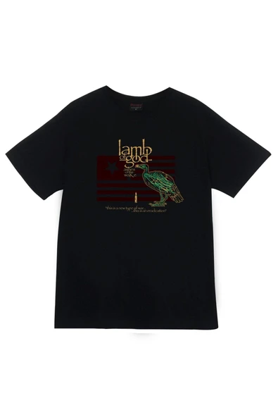 fame-stoned Lamb Of God Baskılı Unisex %100 Pamuk Siyah T-shirt ürün görseli