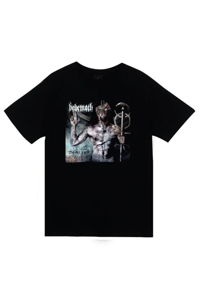 fame-stoned Behemoth Baskılı Unisex %100 Pamuk Siyah T-shirt ürün görseli