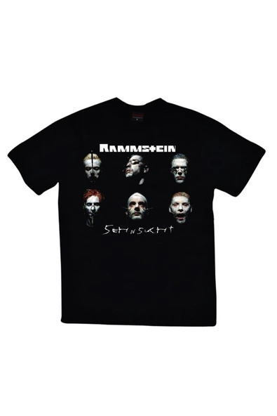 fame-stoned  Rammstein Baskılı Unisex %100 Pamuk Siyah T-shirt ürün görseli 1