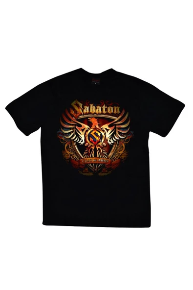 fame-stoned Sabaton Baskılı Unisex %100 Pamuk Siyah T-shirt ürün görseli