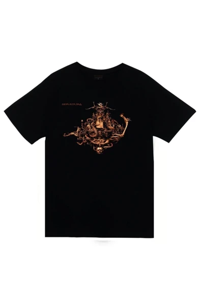 fame-stoned  Sepultura Baskılı Unisex %100 Pamuk Siyah T-shirt