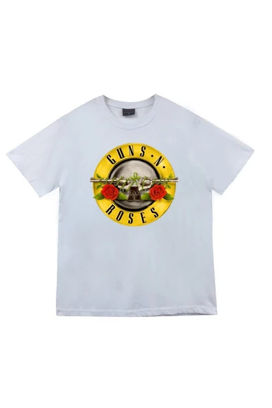 fame-stoned  Guns N Roses Baskılı Unisex %100 Pamuk Beyaz T-shirt ürün görseli