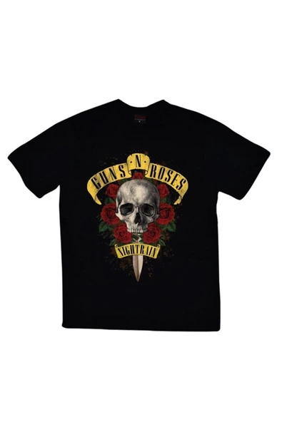 fame-stoned  Guns N Roses Baskılı Unisex %100 Pamuk Siyah T-shirt