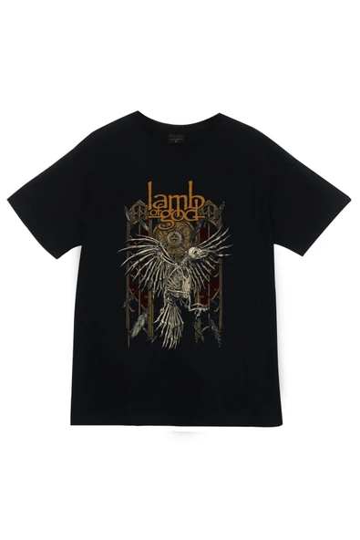 fame-stoned  Lamb Of God Baskılı Unisex %100 Pamuk Siyah T-shirt