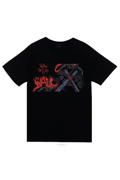 fame-stoned  Pink Floyd Baskılı Unisex %100 Pamuk Siyah T-shirt