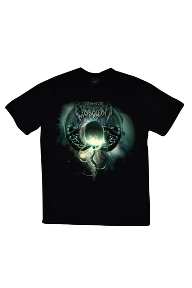 fame-stoned Obscura Baskılı Unisex %100 Pamuk Siyah T-shirt ürün görseli