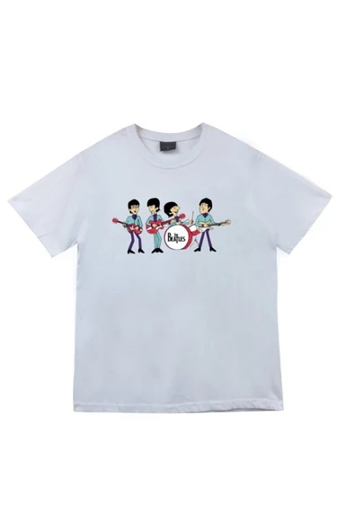 fame-stoned  The Beatles Baskılı Unisex %100 Pamuk Beyaz T-shirt ürün görseli
