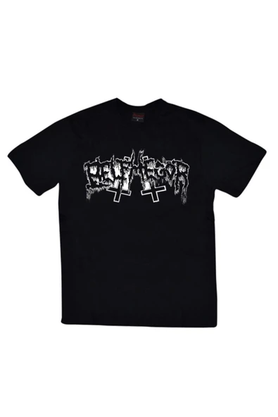 fame-stoned  Erkek Siyah Belphegor Baskılı T-Shirt