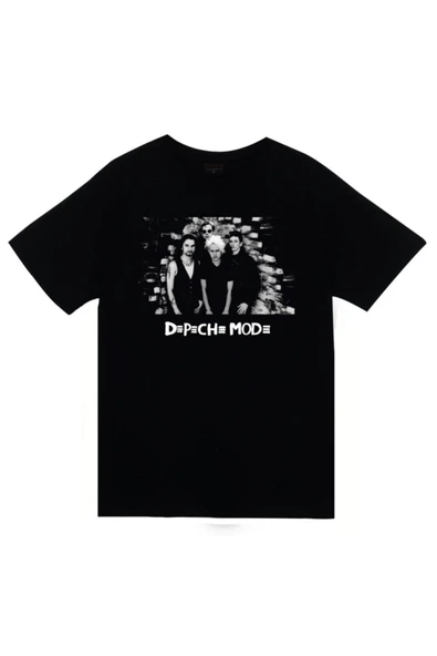 fame-stoned  Depeche Mode Baskılı Unisex %100 Pamuk Siyah T-shirt