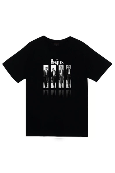 fame-stoned  The Beatles Baskılı Unisex %100 Pamuk Siyah T-shirt