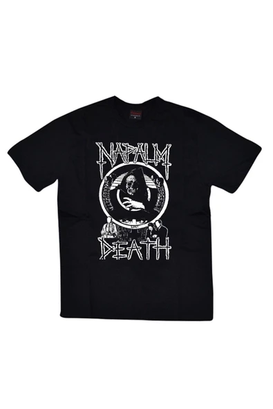 fame-stoned  Napalm Death Baskılı Unisex %100 Pamuk Siyah T-shirt