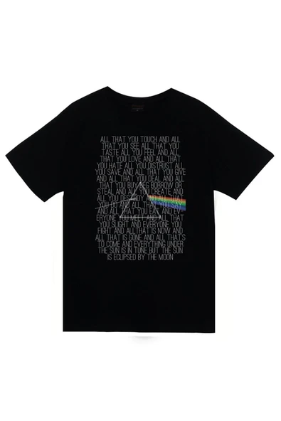 fame-stoned  Pink Floyd Baskılı Unisex %100 Pamuk Siyah T-shirt