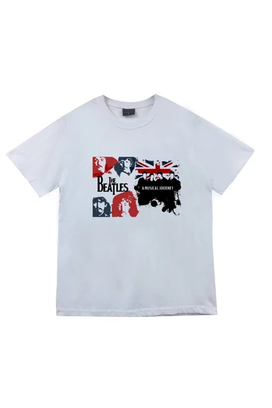 fame-stoned The Beatles Baskılı Unisex %100 Pamuk Beyaz T-shirt - 1