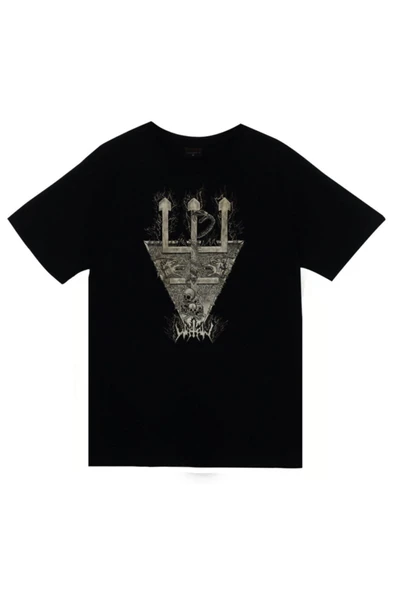 fame-stoned  Watain Baskılı Unisex %100 Pamuk Siyah T-shirt