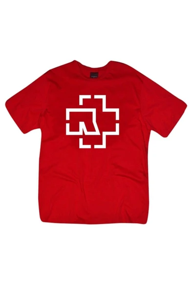 fame-stoned  Rammstein Baskılı Unisex %100 Pamuk Kırmızı T-shirt