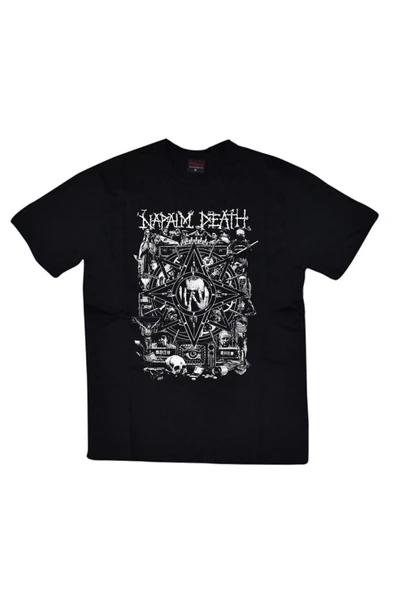fame-stoned Napalm Death Baskılı Unisex %100 Pamuk Siyah T-shirt ürün görseli