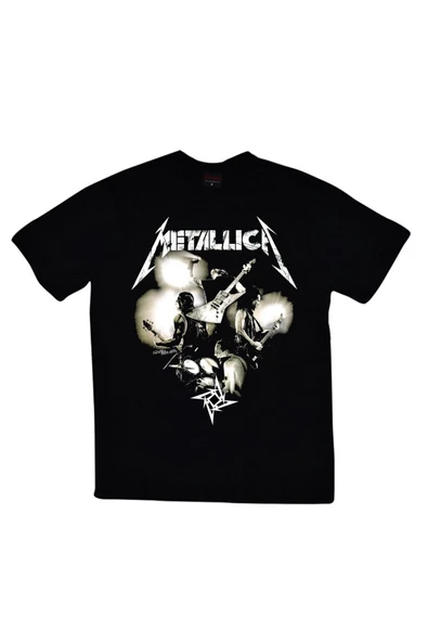 fame-stoned  Metallica Baskılı Unisex %100 Pamuk Siyah T-shirt ürün görseli