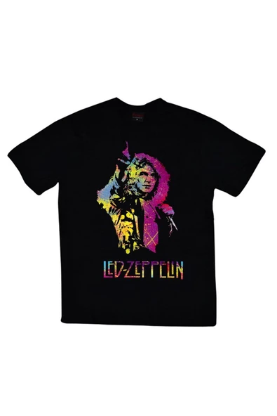 fame-stoned  Led Zeppelin Baskılı Unisex %100 Pamuk Siyah T-shirt ürün görseli