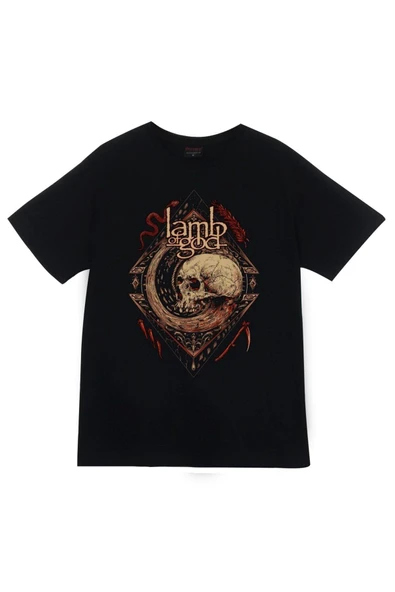 fame-stoned Lamb Of God Baskılı Unisex %100 Pamuk Siyah T-shirt ürün görseli