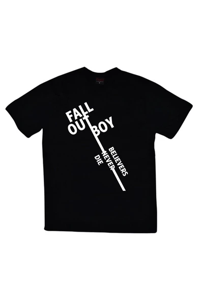fame-stoned  Fall Out Boy Baskılı Unisex %100 Pamuk Siyah T-shirt ürün görseli